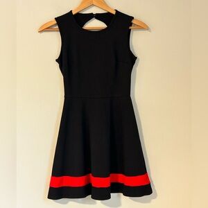 B. Darlin Black Fit & Flare Dress with Red Hem | Size 1/2